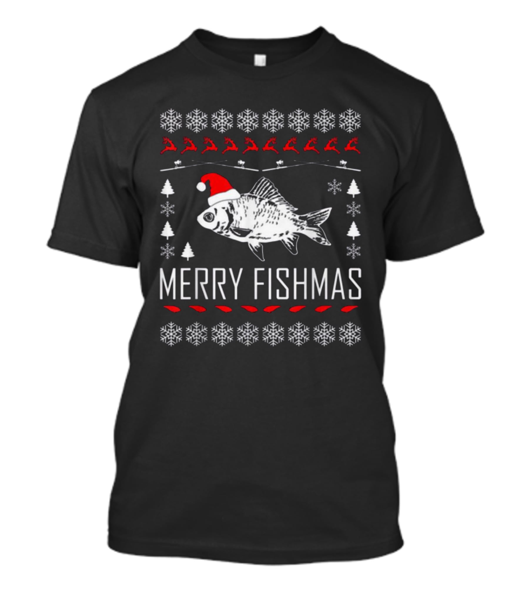 Merry Fishmas Funny Christmas Fishing Lover Ugly T-Shirt