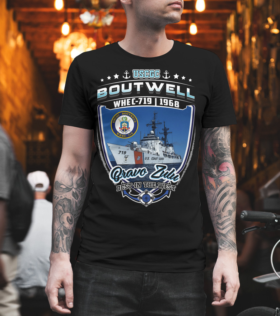 Uscgc Boutwell Whec-719 1968 Bravo Zulu Best In The West T-Shirt