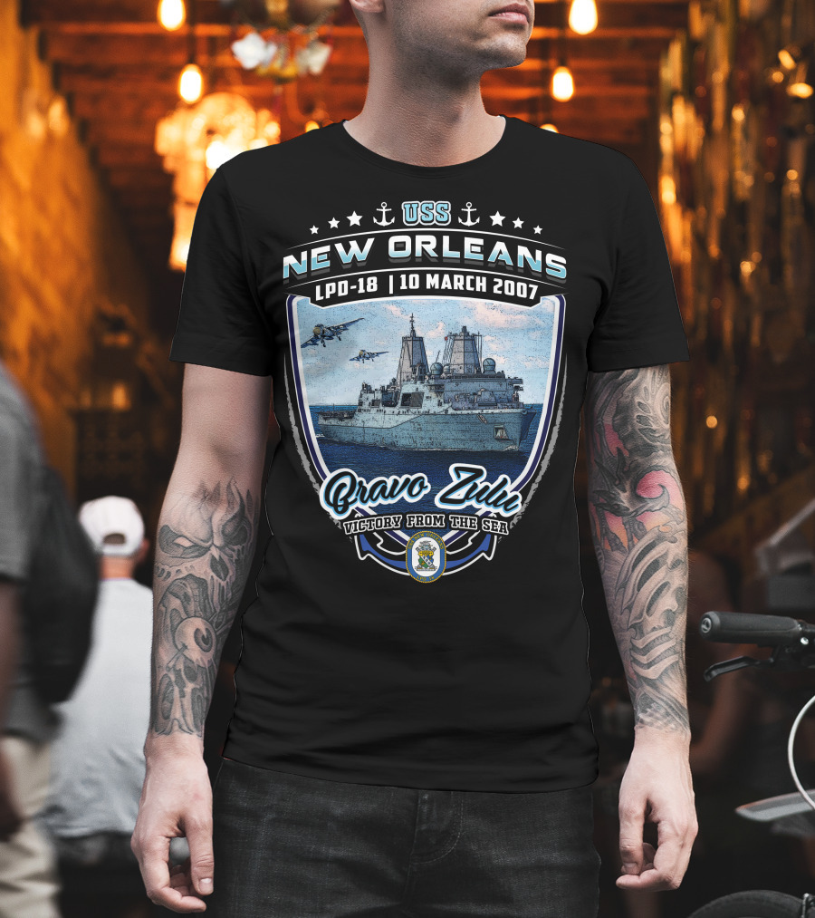 Uss New Orleans Lpd-18 Bravo Zulu Victory From The Sea 10 March 2007 T-Shirt
