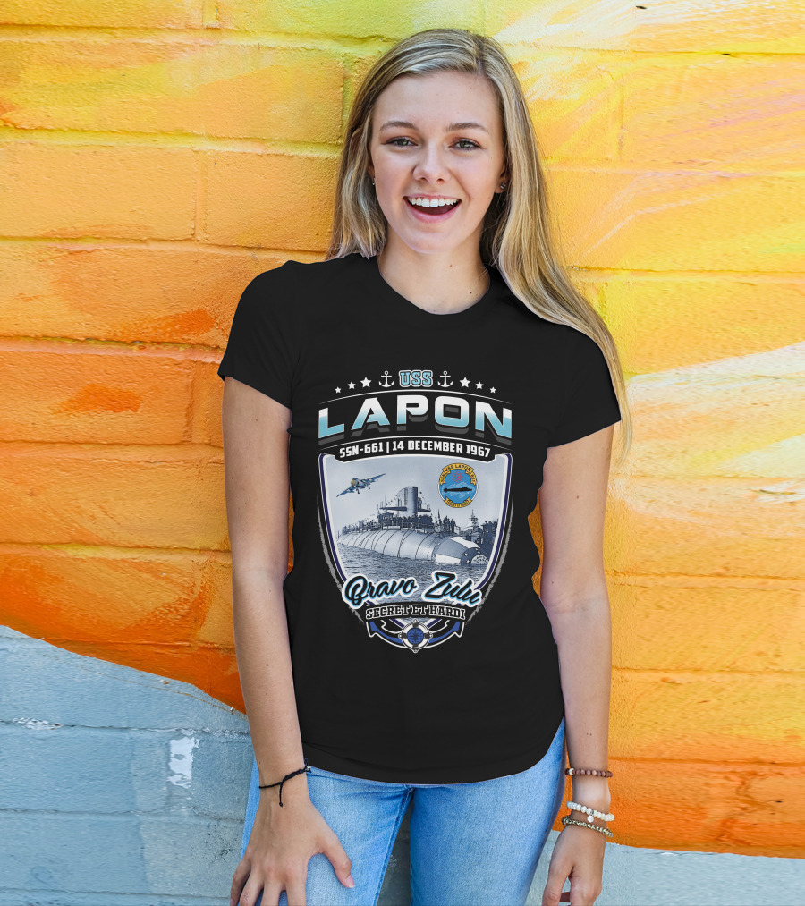 Uss Lapon Ssn-661 Bravo Zulu Secret Et Hardi 14 December 1967 T-Shirt