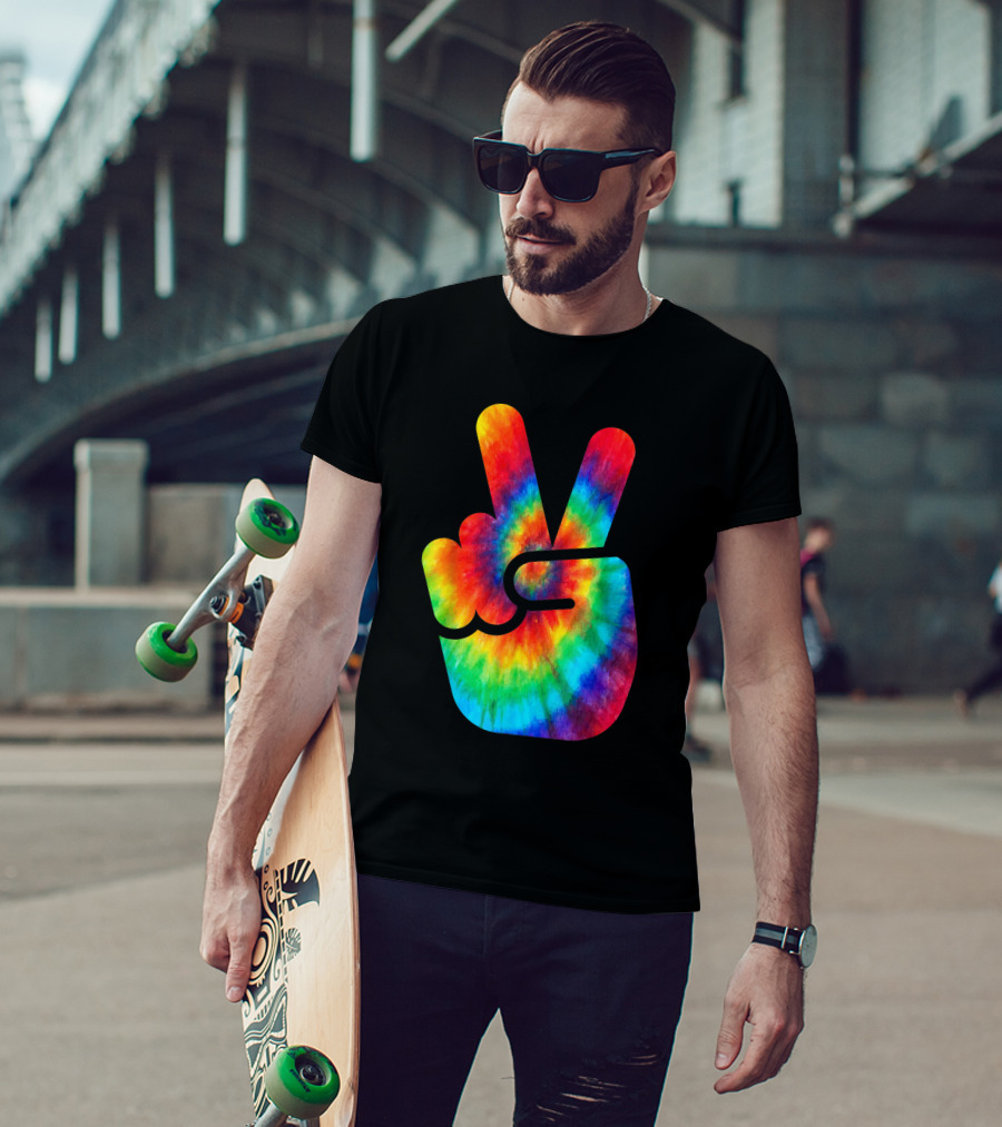 Peace Sign Rainbow Tie Dye Vibe T-Shirt