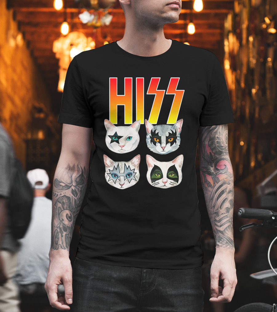 Hiss Cat Cats in Iconic Makeup for Funny Cat Lover T-Shirt