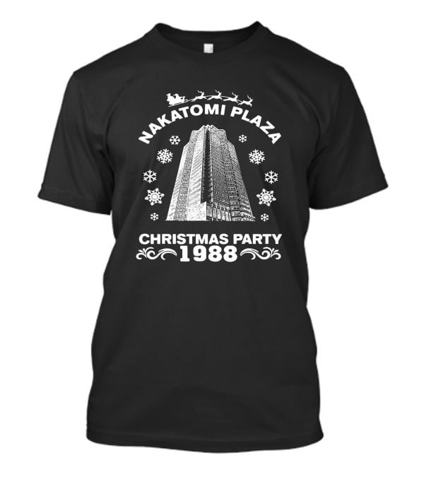 Nakatomi Plaza 1988 Christmas Party Pop Culture Santa Sleigh Snowflakes T-Shirt