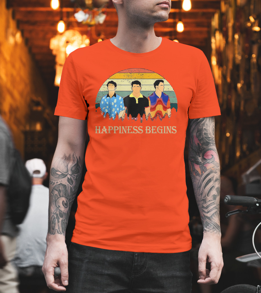Retro Vintage Jonas Cool Brothers Happiness Begins Tour T-Shirt