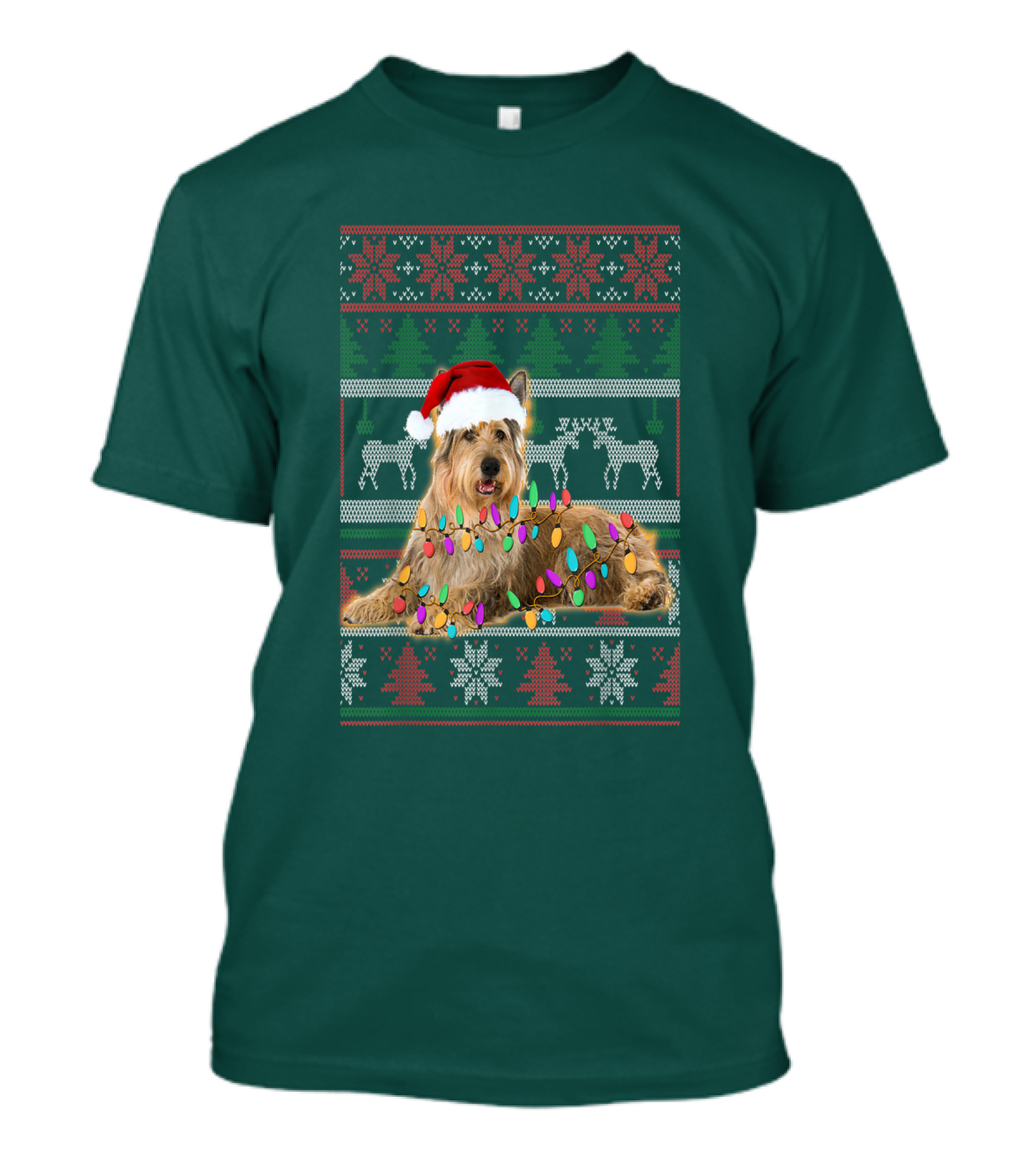 Berger Picard Christmas Santa Hat Ugly Sweater Lights Reindeer Snowflakes T-Shirt