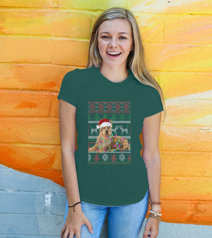 Berger Picard Christmas Santa Hat Ugly Sweater Lights Reindeer Snowflakes T-Shirt