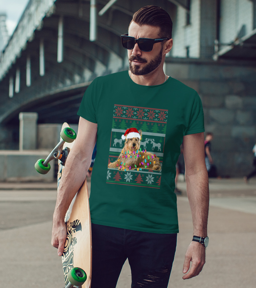 Berger Picard Christmas Santa Hat Ugly Sweater Lights Reindeer Snowflakes T-Shirt