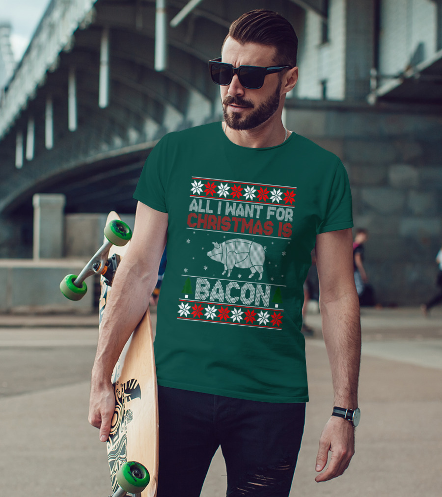 All I Want For Christmas Is Bacon Pig T-Shirt