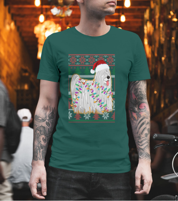 Komondor Christmas Lights Ugly Sweater Santa Hat T-Shirt Komondor Christmas Lights Ugly Sweater Santa Hat T-Shirt