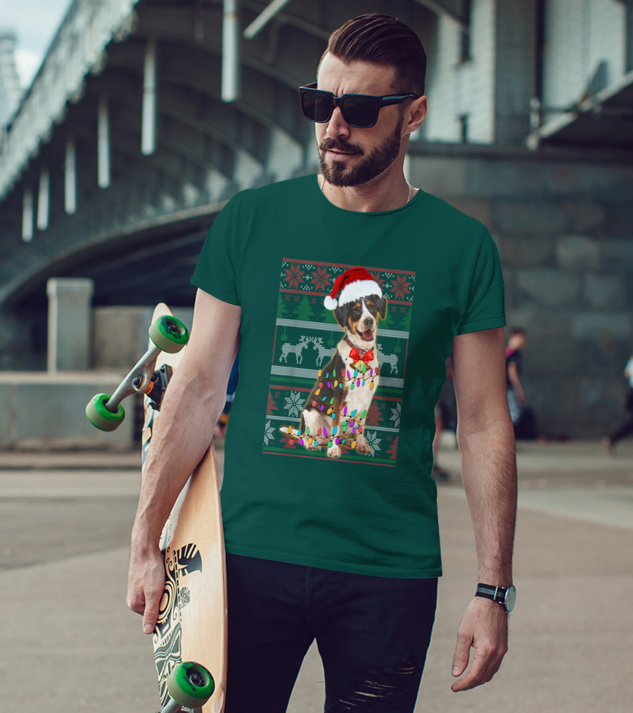 Treeing Walker Coonhound Christmas Lights Santa Hat Holiday T-Shirt