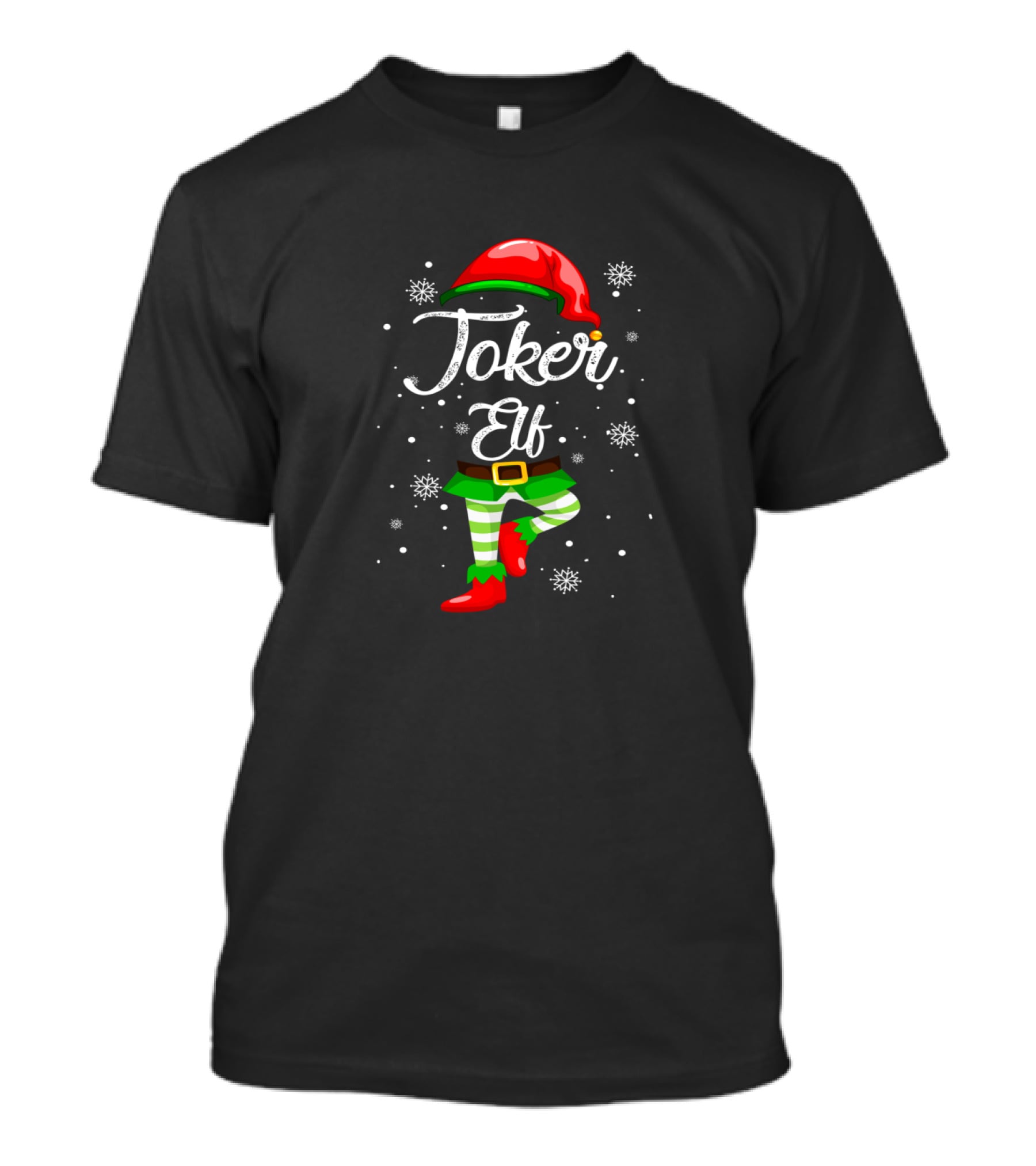 Joker Elf Funny Christmas Costume Elves Snowflakes T-Shirt