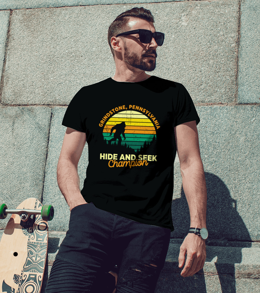 Grindstone Pennsylvania Hide And Seek Champion Bigfoot Retro T-Shirt