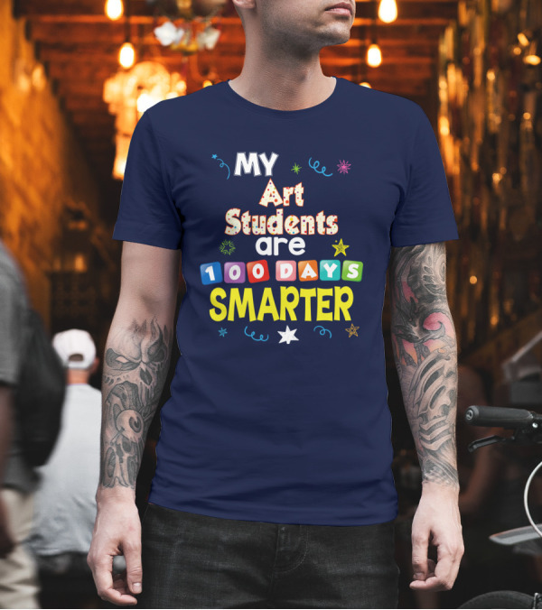 My Art Students Are 100 Days Smarter Fun Star and Swirl T-Shirt My Art Students Are 100 Days Smarter Fun Star and Swirl T-Shirt
