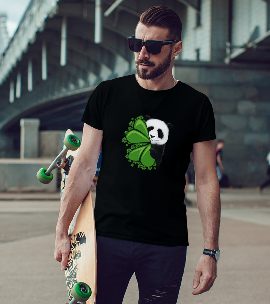 Lucky Clover Panda Shamrocks T-Shirt