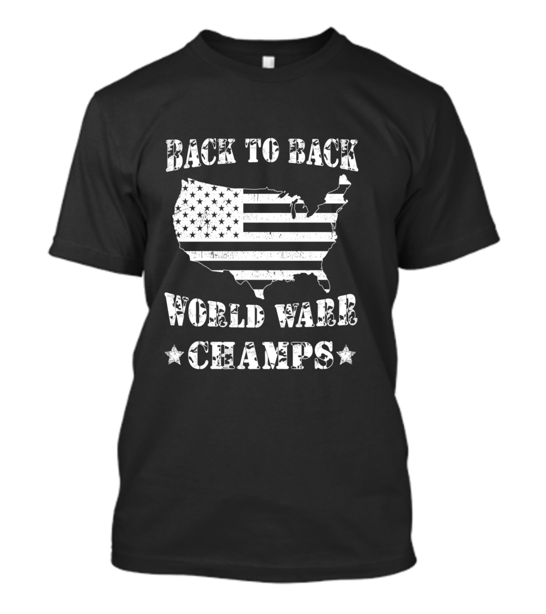 Back To Back World War Champs American Flag Map T-Shirt