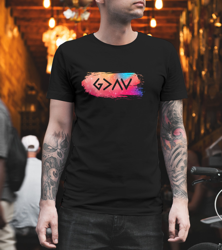 God Is Greater Than Our Highs and Lows Galaxy Brushstroke T-Shirt