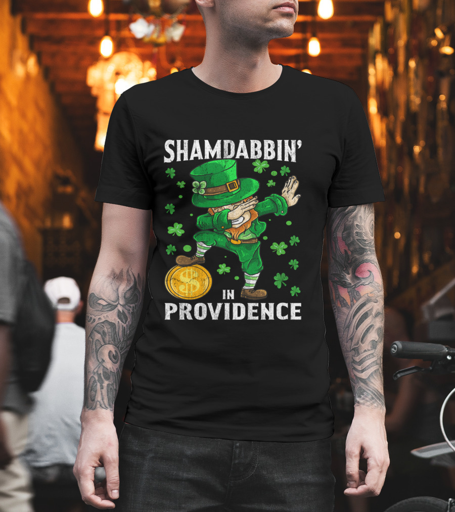Shamdabbin' Leprechaun With Gold Coin In Providence St Patricks Day T-Shirt