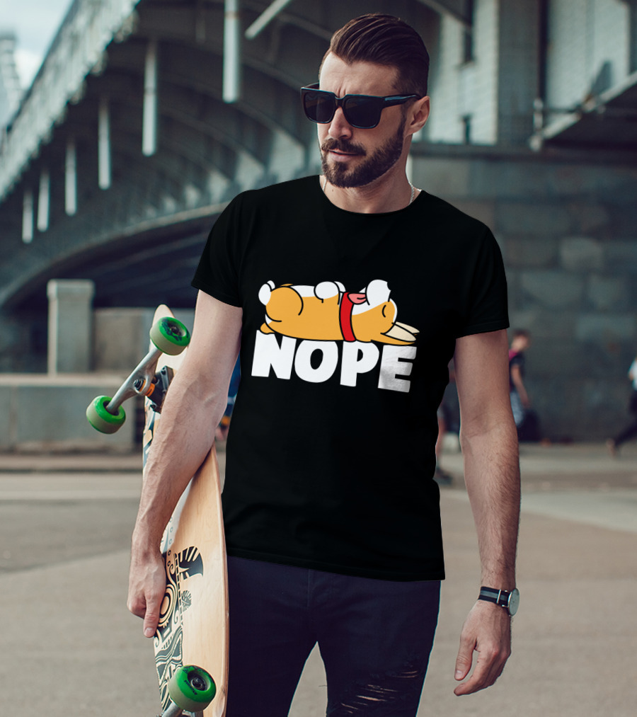 Napping Corgi Nope Lazy Dog Lover Funny T-Shirt