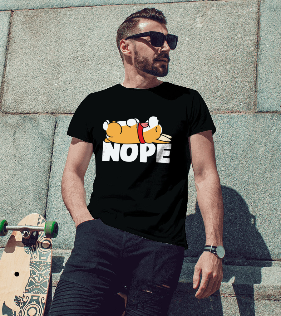 Napping Corgi Nope Lazy Dog Lover Funny T-Shirt