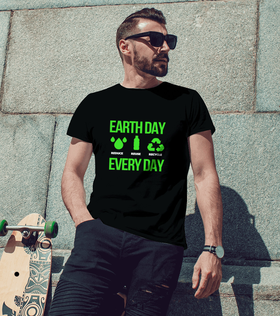 Earth Day Every Day Reduce Reuse Recycle Eco Icons T-Shirt
