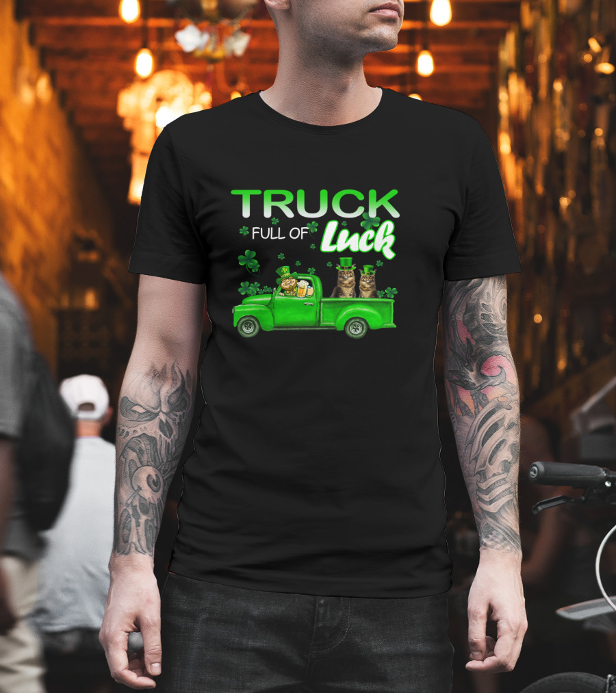 TRUCK Full Of Luck Maine Coon Cat Leprechaun T-Shirt