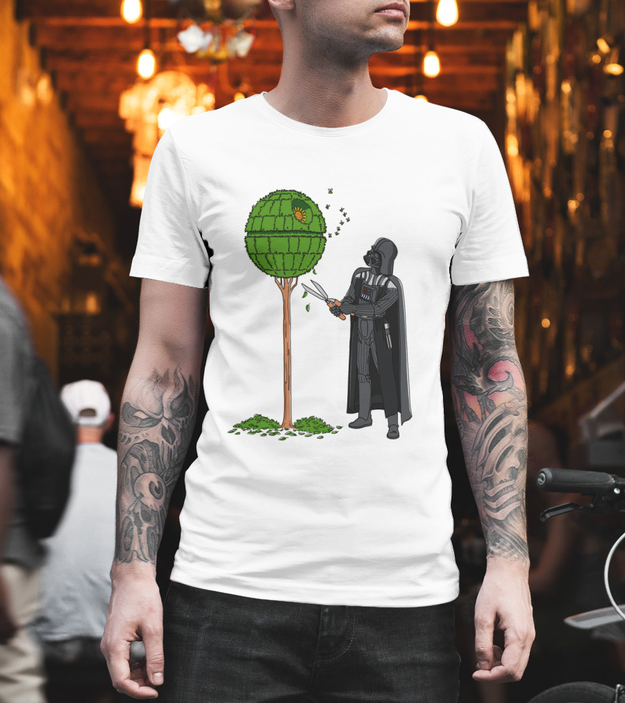 Darth Vader Pruning Death Star Topiary With Hedge Clippers T-Shirt