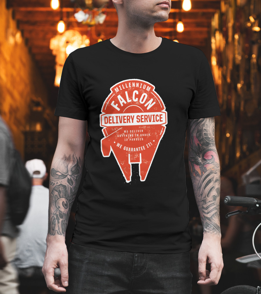 Millennium Falcon Delivery Service We Deliver Anything In Under 12 Parsecs We Guarantee It T-Shirt