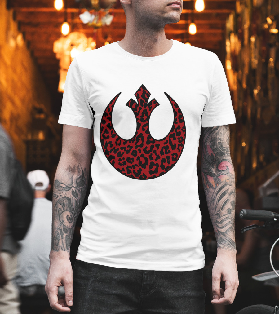 Rebellion Emblem Red Cheetah Print Fill T-Shirt