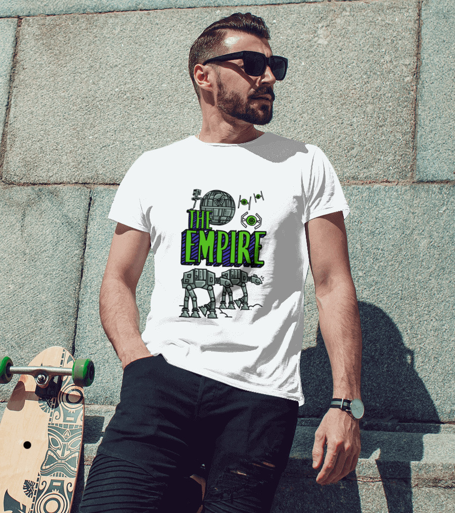 Star Wars The Empire Death Star And AT-AT Walkers Doodle T-Shirt