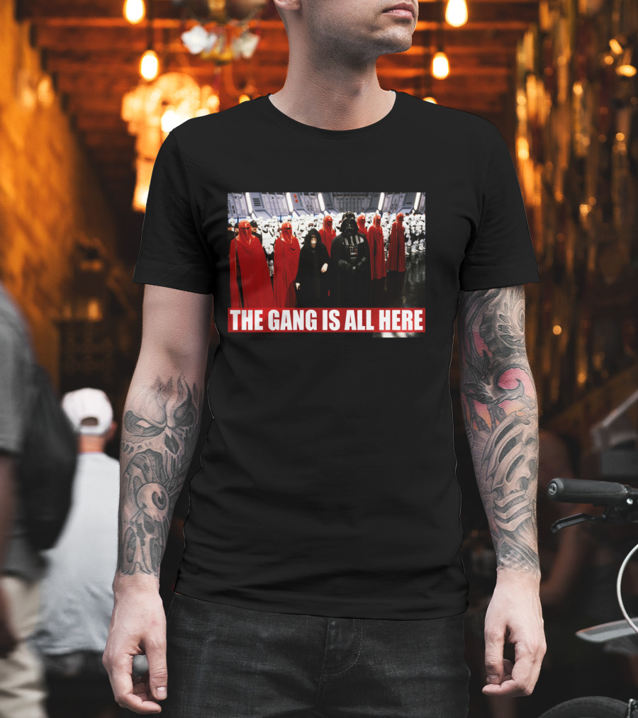 Star Wars The Gang Is All Here Vader Emperor Stormtroopers Red Guards T-Shirt