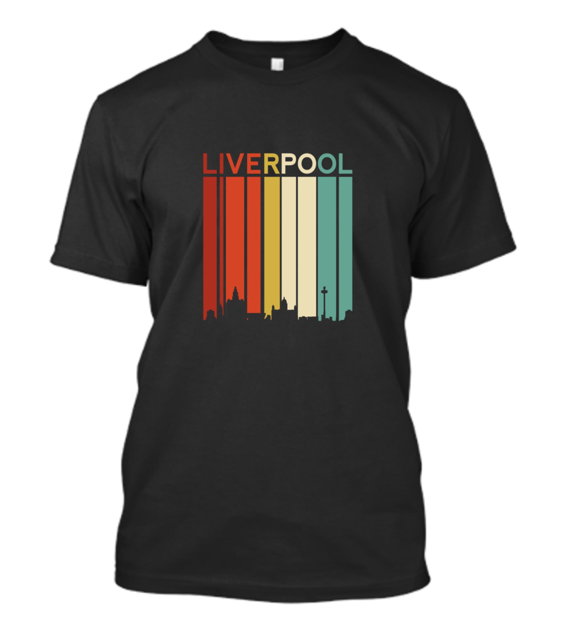 Liverpool England Skyline Retro Columns T-Shirt