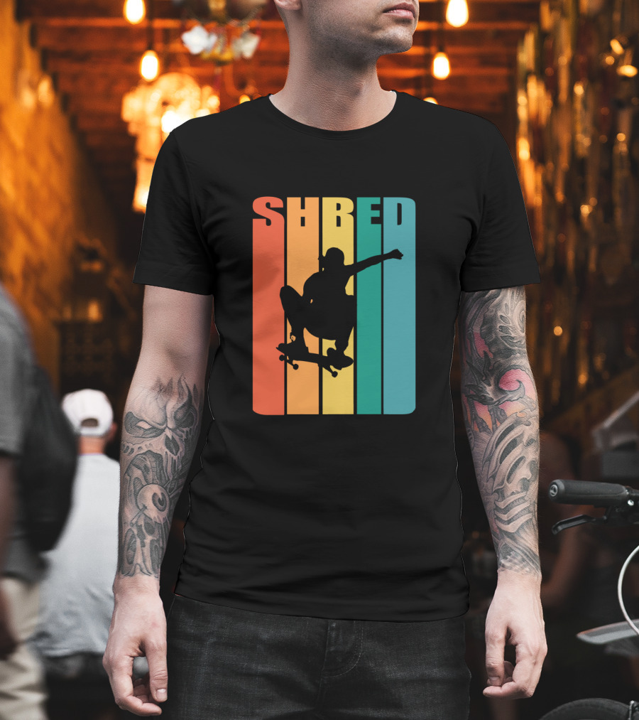 Shred Skateboarding Retro Silhouette Skate T-Shirt