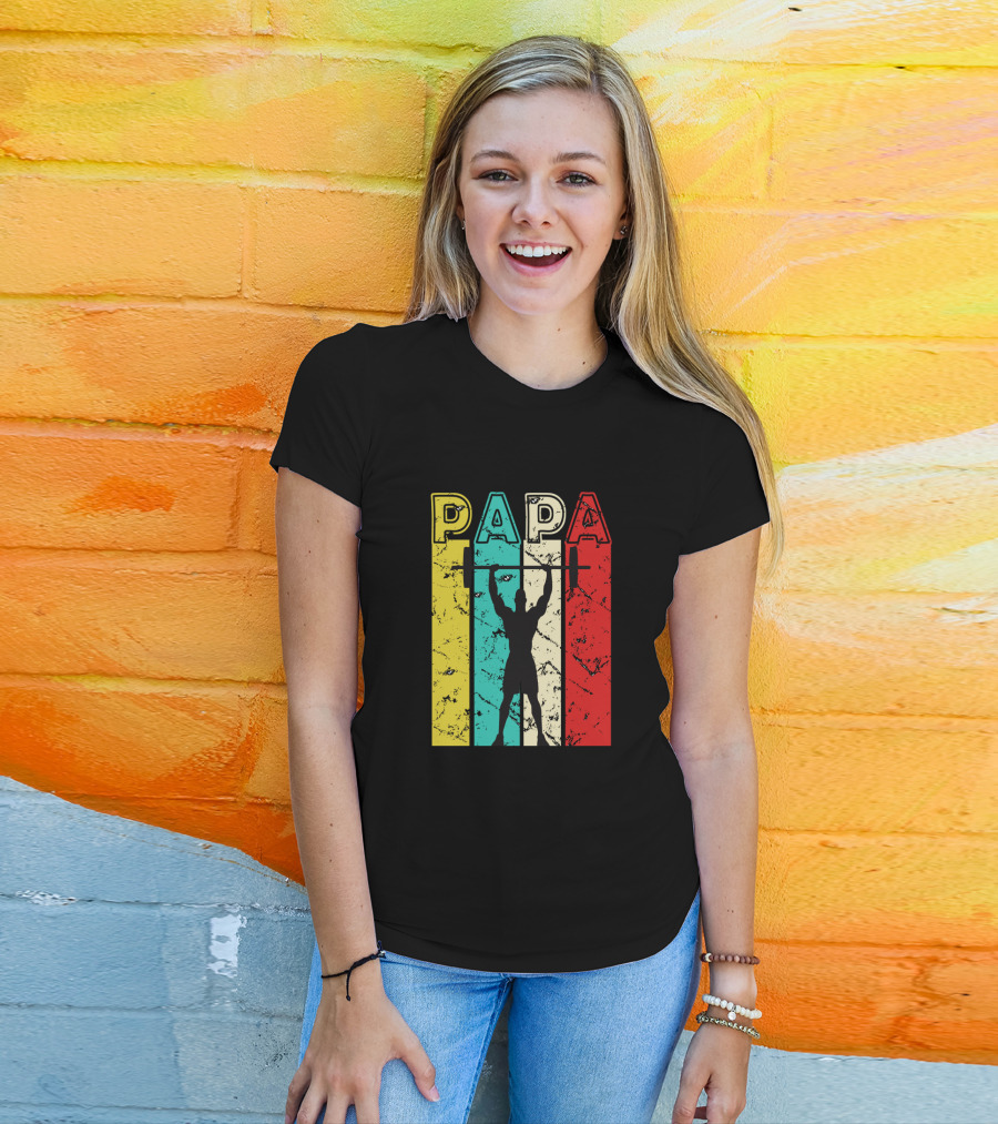 PAPA Weightlifting Silhouette Retro Colors T-Shirt
