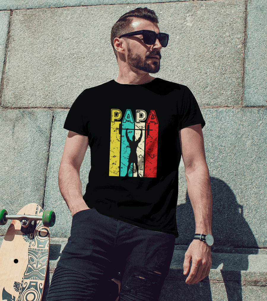 PAPA Weightlifting Silhouette Retro Colors T-Shirt