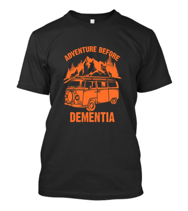 Adventure Before Dementia Vintage Camper Van Mountain Scene T-Shirt