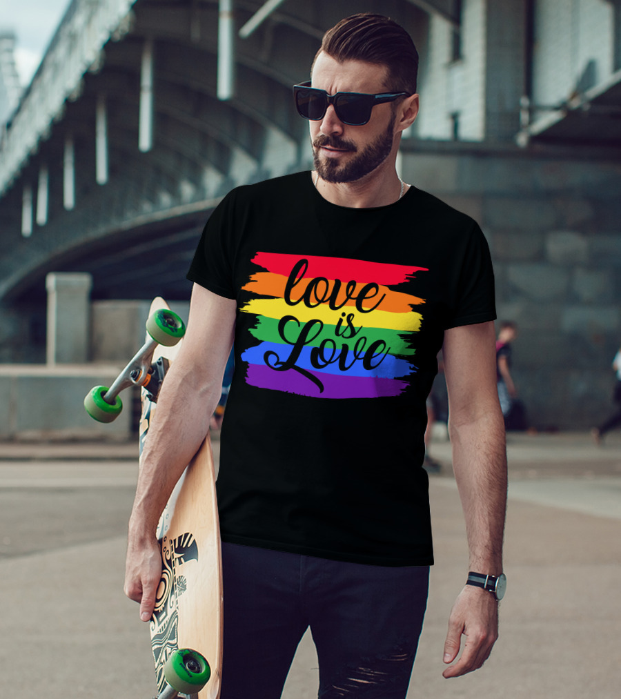 Love Is Love Rainbow Flag Colorful Pride T-Shirt