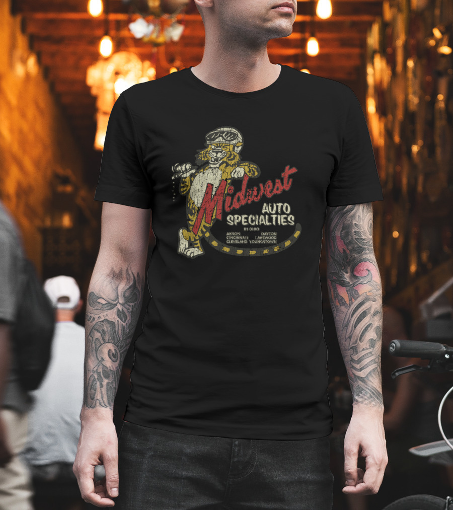 Midwest Auto Specialties Akron Cincinnati Cleveland Dayton Lakewood Youngstown Tiger Racing T-Shirt