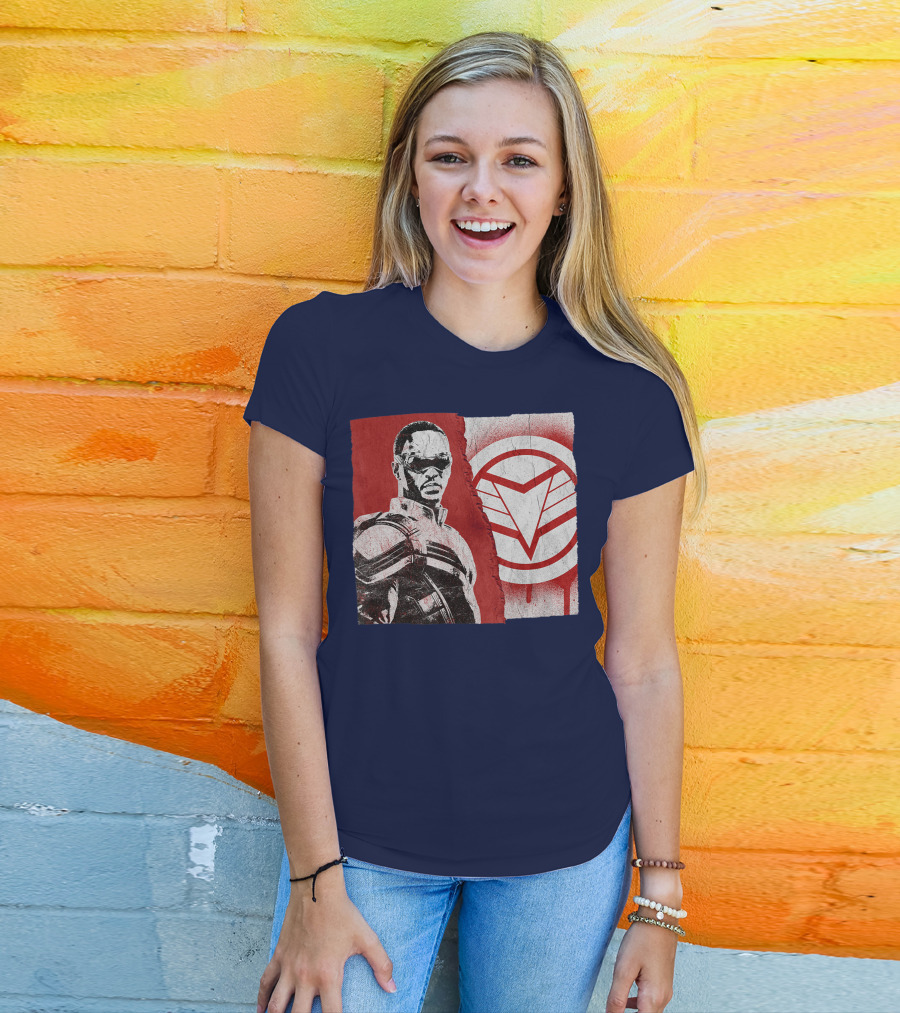 Marvel Sam Wilson The Falcon And The Winter Soldier Red White Emblem T-Shirt