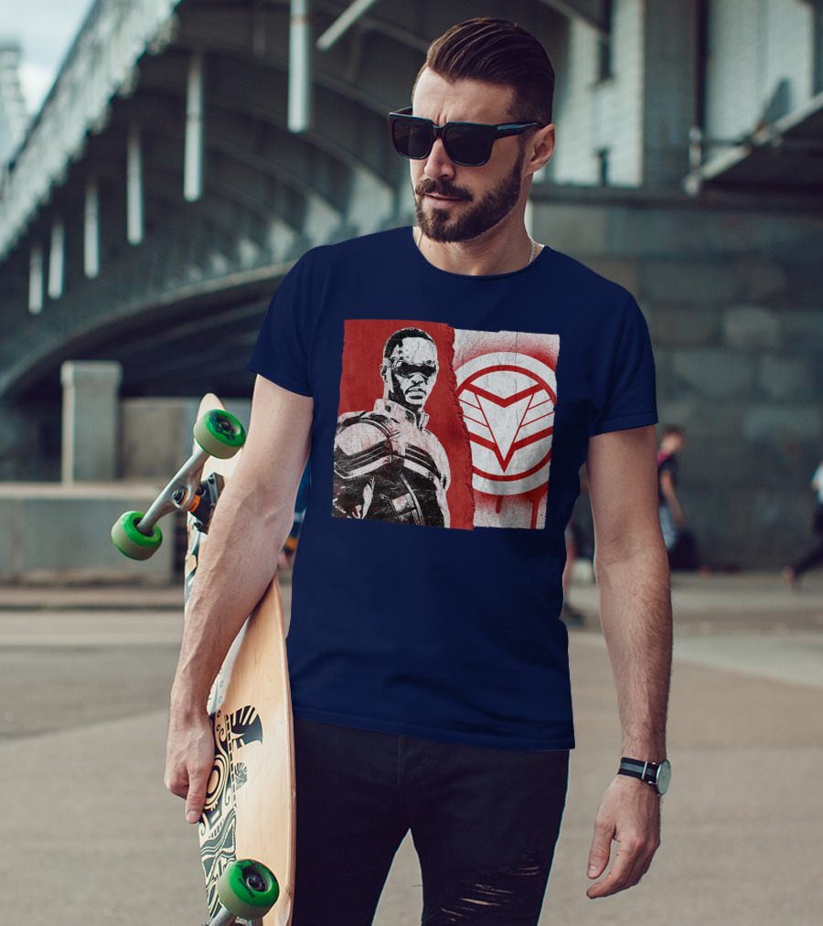 Marvel Sam Wilson The Falcon And The Winter Soldier Red White Emblem T-Shirt