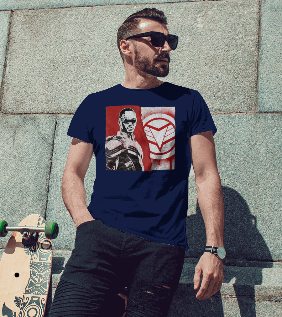 Marvel Sam Wilson The Falcon And The Winter Soldier Red White Emblem T-Shirt