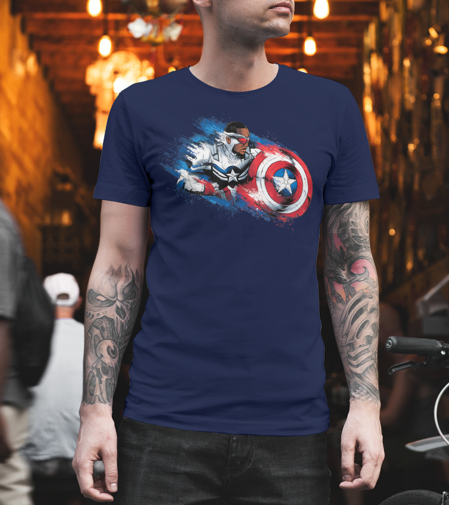 Marvel The Falcon Winter Soldier Captain America Shield Action T-Shirt