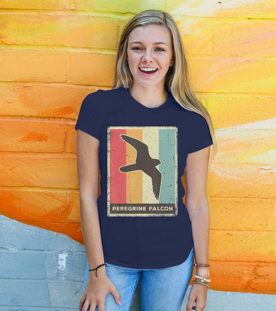 Peregrine Falcon Lover Vintage Animal Retro Stripes T-Shirt
