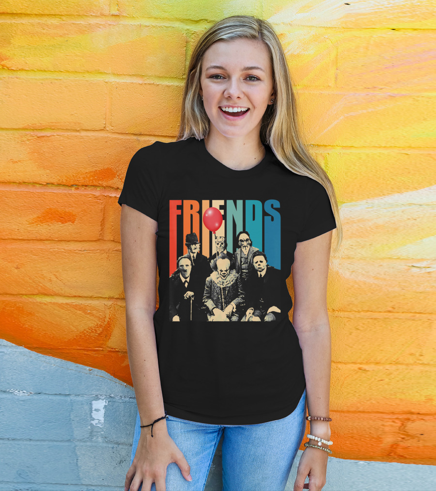 Friends Evil Scary Haunted Halloween Mask Horror Characters Balloon T-Shirt
