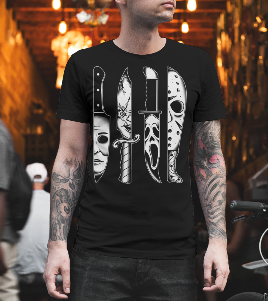 Horror Movie Knives Machete Friday Scary Icons T-Shirt