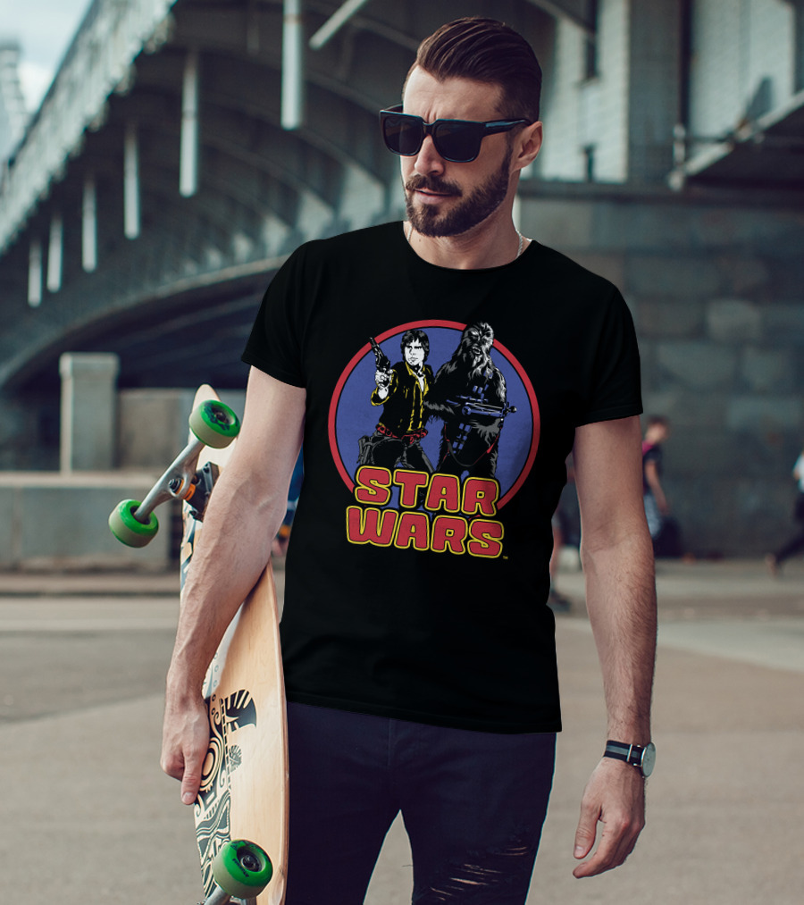 Star Wars Han Solo Chewbacca Retro Circle T-Shirt