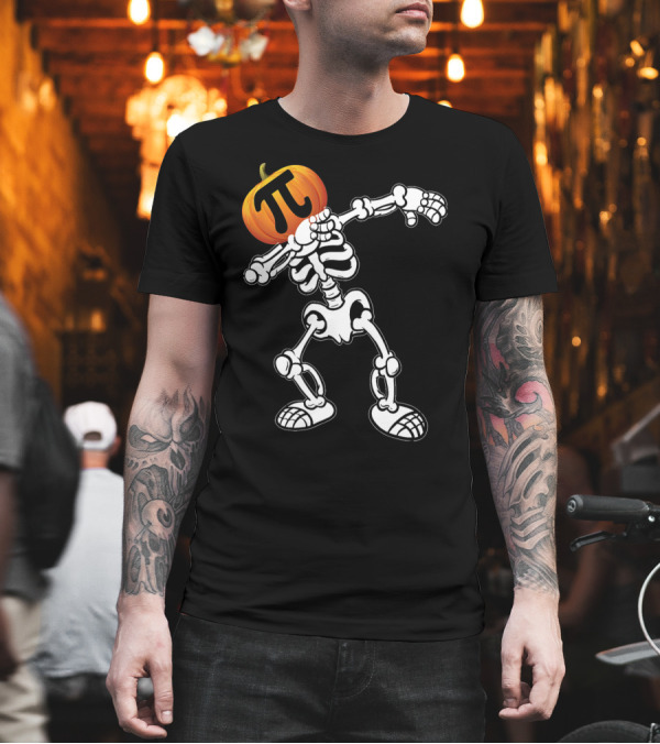 Funny Halloween Skeleton Dabbing Pumpkin Pi Math T-Shirt Funny Halloween Skeleton Dabbing Pumpkin Pi Math T-Shirt