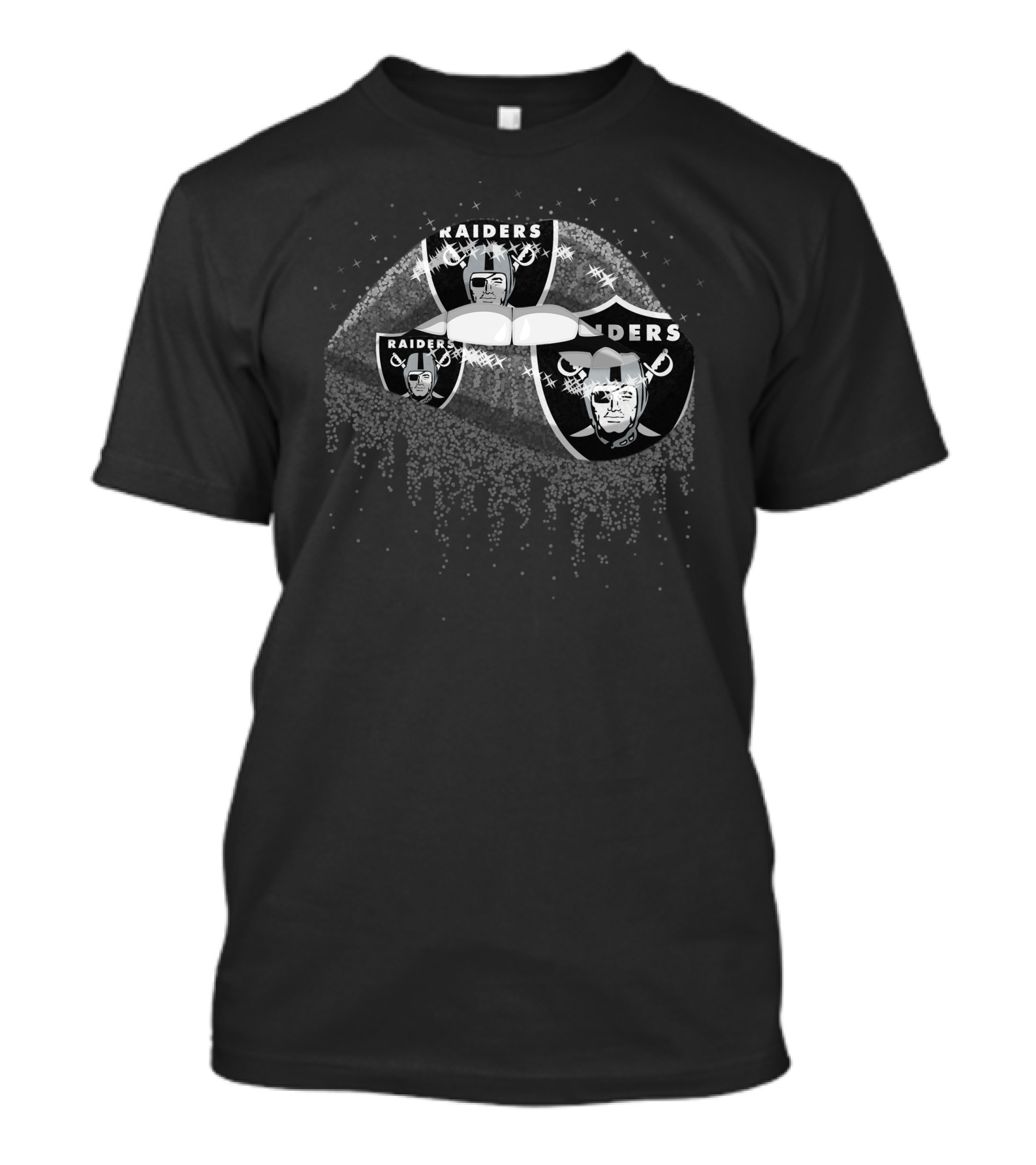 Las Vegas Raiders Logo Glitter Lips T-Shirt