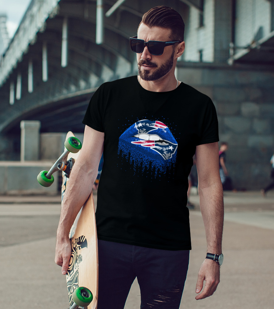 New England Patriots Blue Lips T-Shirt