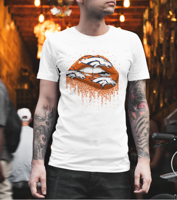 Denver Broncos Glitter Lips T-Shirt Denver Broncos Glitter Lips T-Shirt