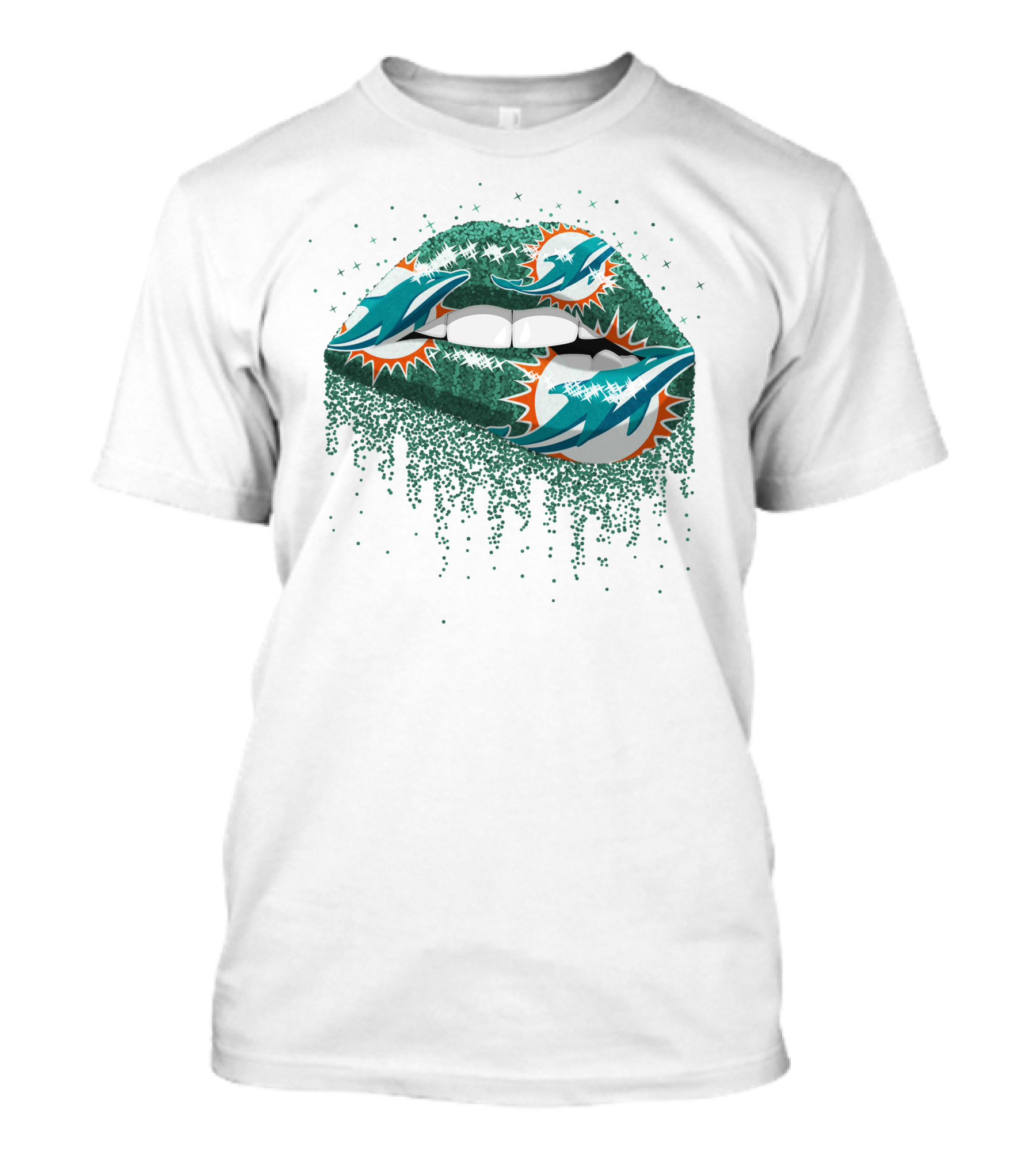 Miami Dolphins Glitter Lips Logo Décor T-Shirt